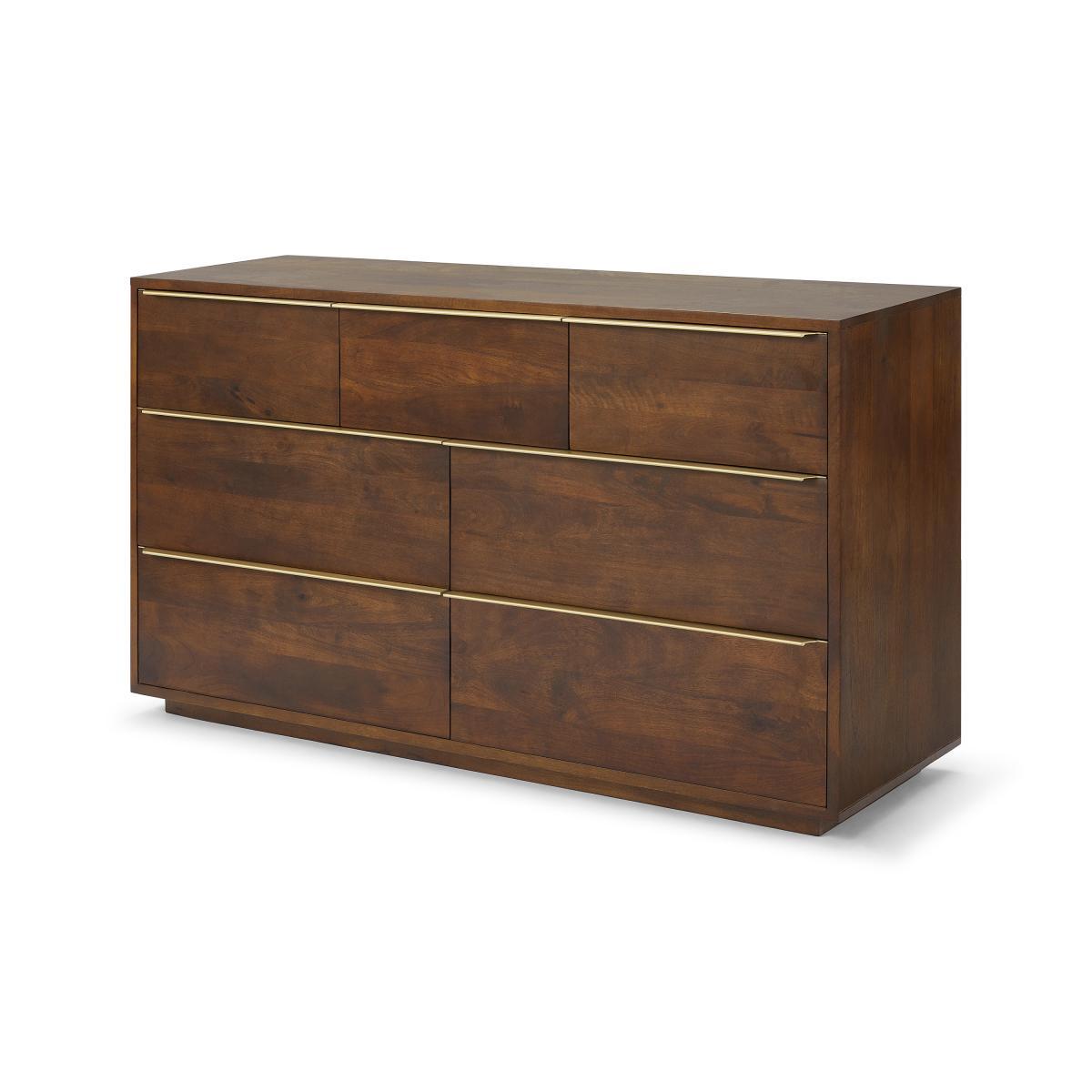Anderson Wide Chest of Drawers, Mango Wood & Brass – image 3