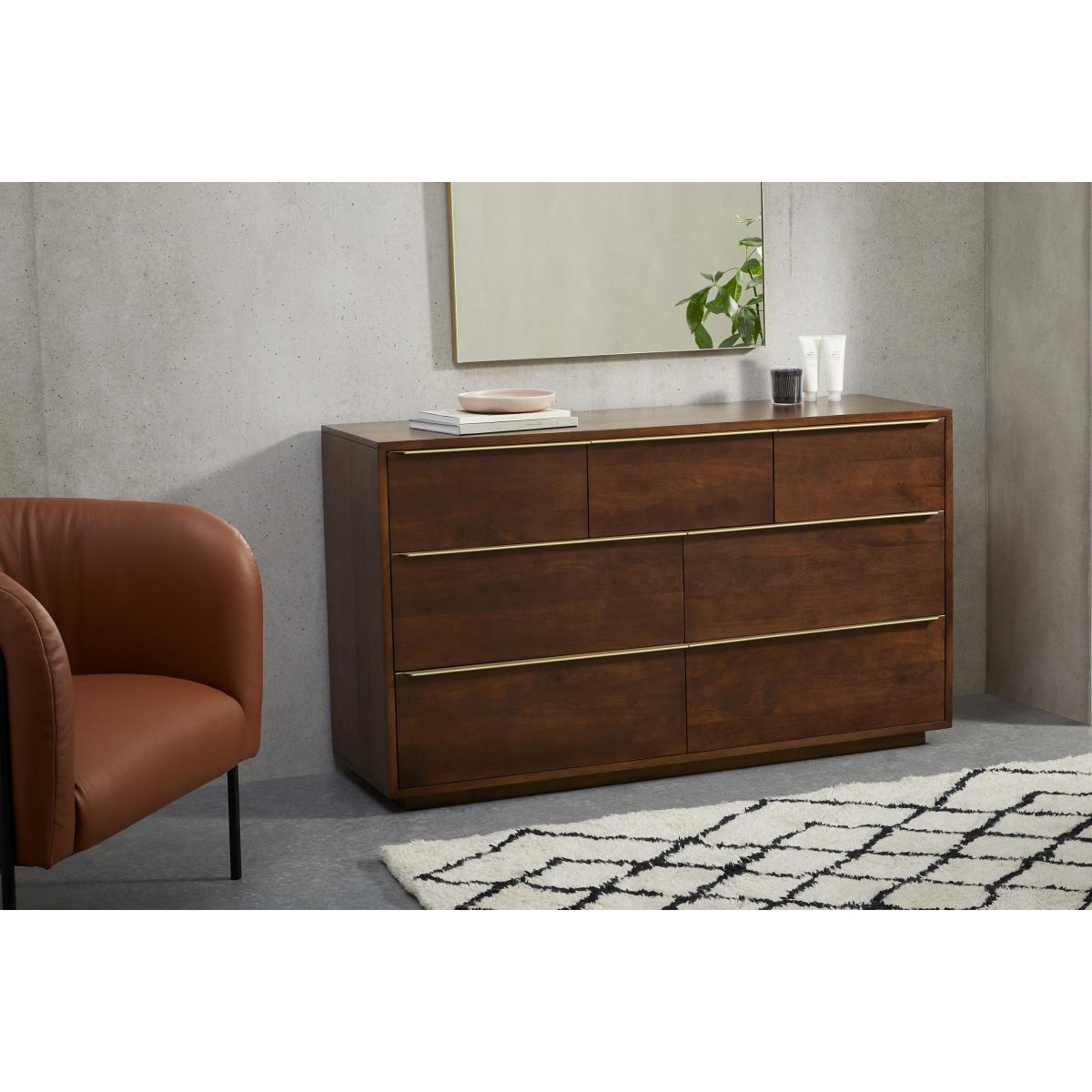 Anderson Wide Chest of Drawers, Mango Wood & Brass – image 4