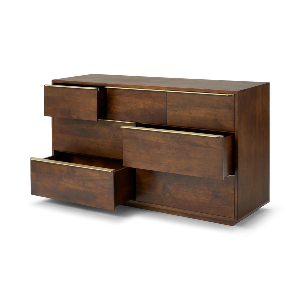 Anderson Wide Chest of Drawers, Mango Wood & Brass – image 6