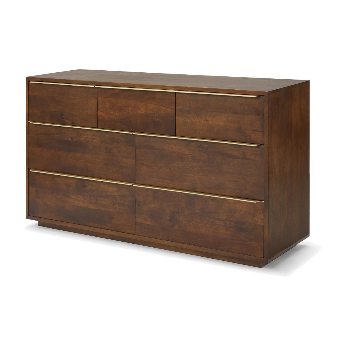 Anderson Wide Chest of Drawers, Mango Wood & Brass – image 1