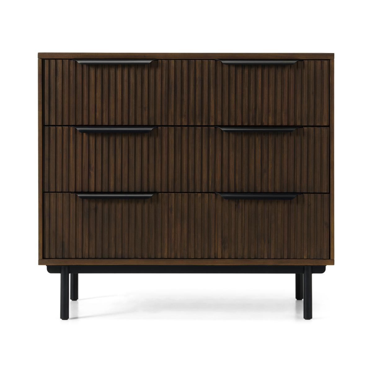 Anwick Chest of Drawers, Dark Stain Acacia & Black – image 2
