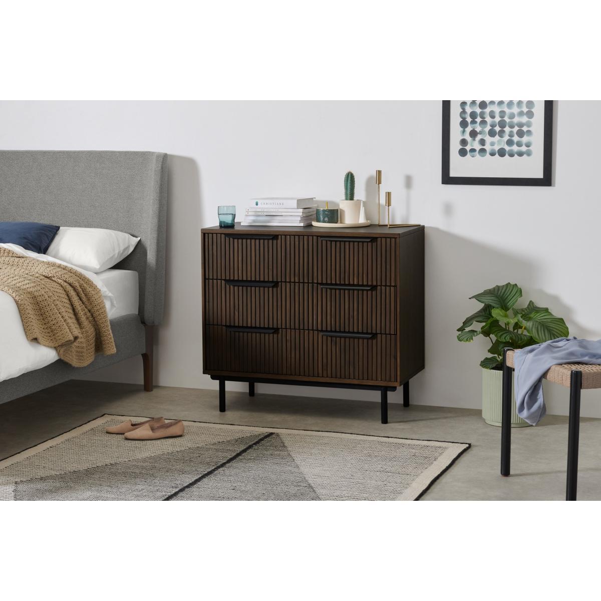 Anwick Chest of Drawers, Dark Stain Acacia & Black – image 4