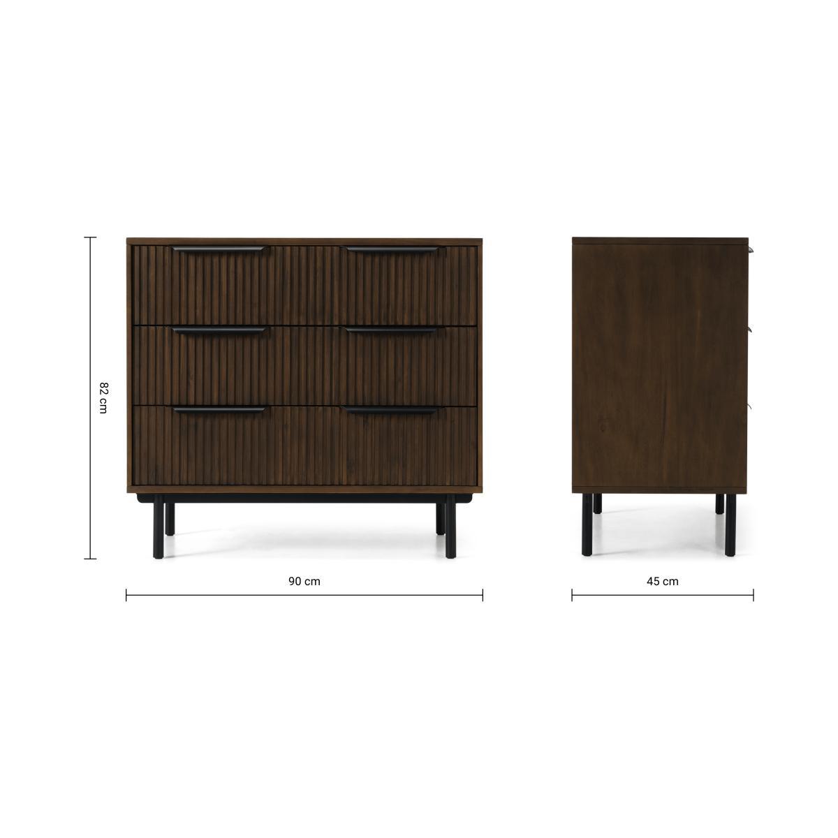 Anwick Chest of Drawers, Dark Stain Acacia & Black – image 8