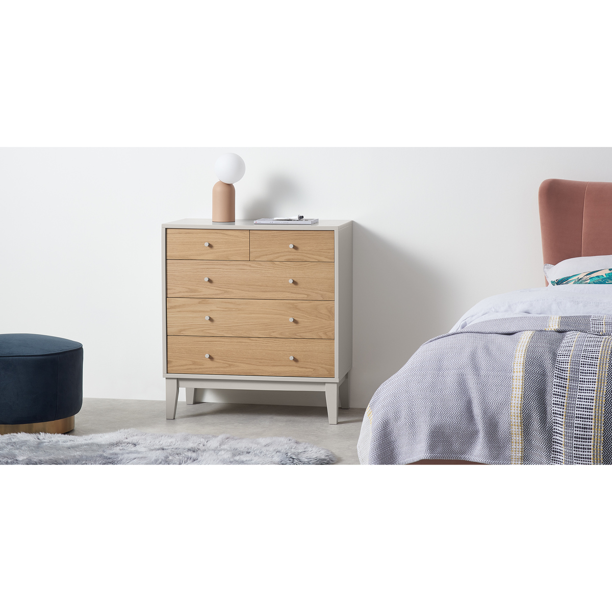 Ralph Chest of Drawers, Oak & Mushroom Grey – image 3