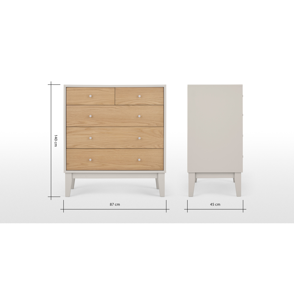 Ralph Chest of Drawers, Oak & Mushroom Grey – image 8