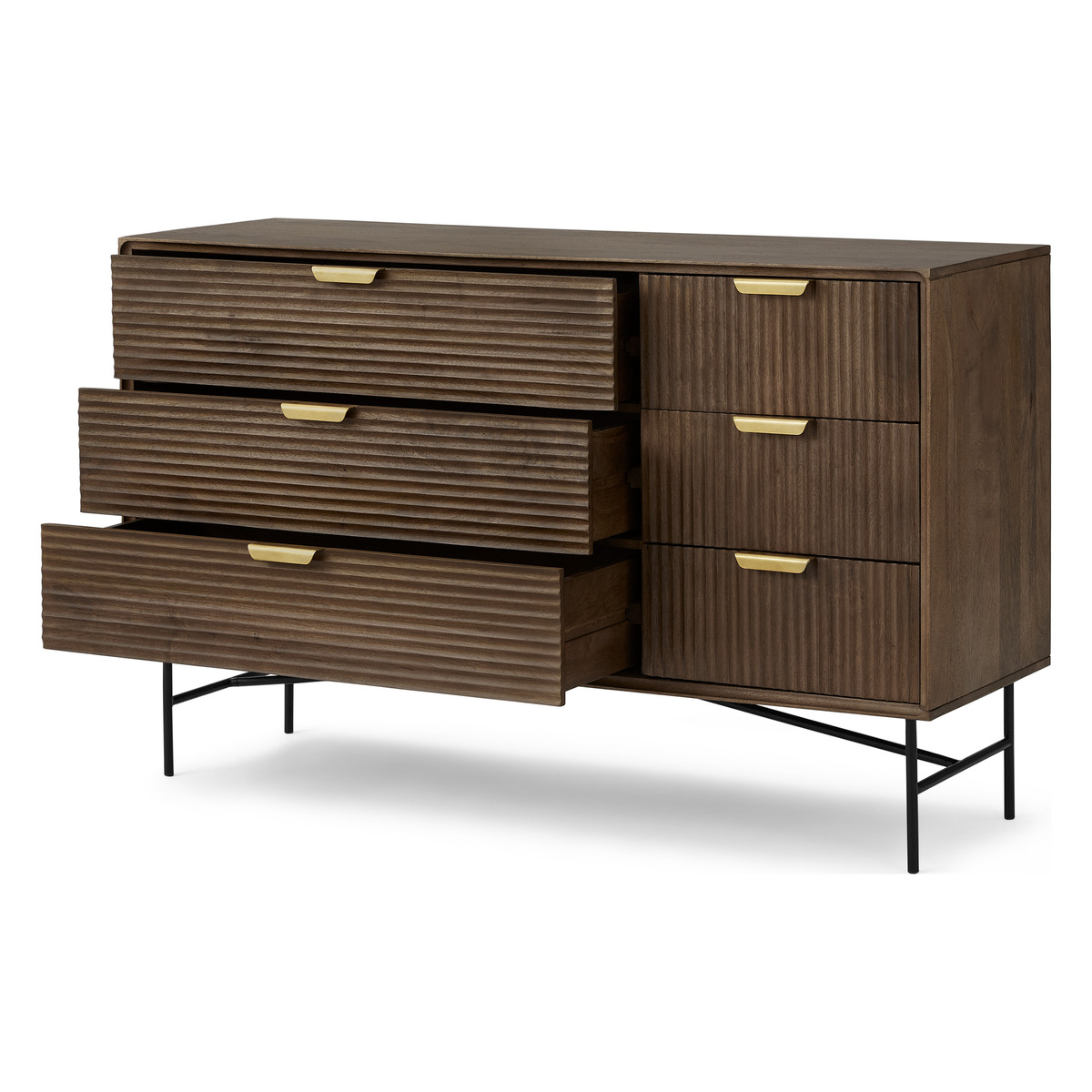 Haines Wide Chest of Drawers, Mango Wood & Brass – image 8