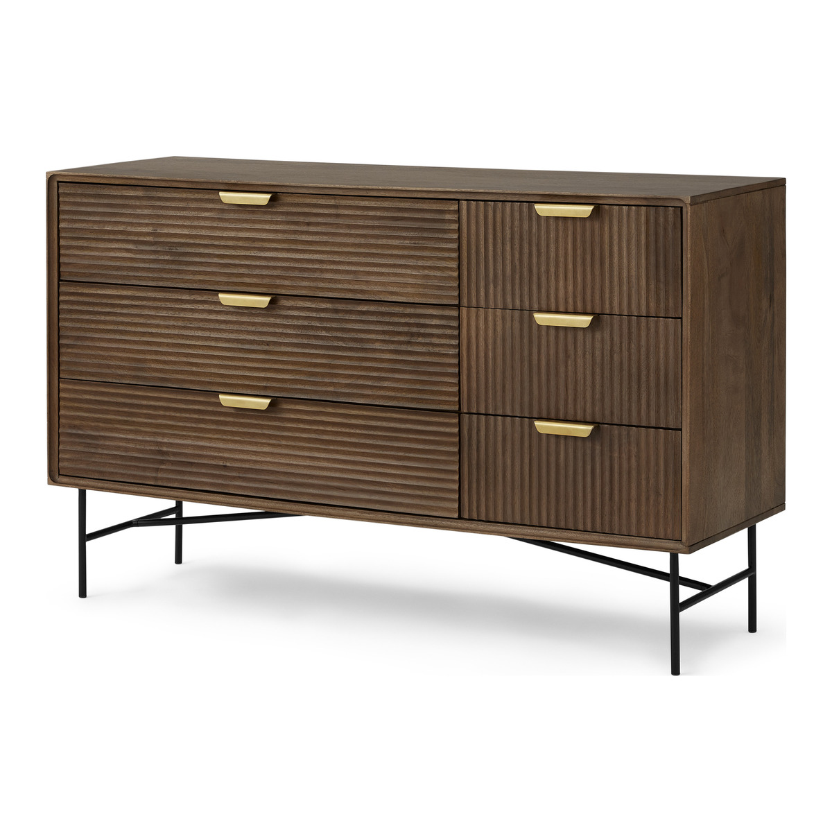 Haines Wide Chest of Drawers, Mango Wood & Brass – image 2