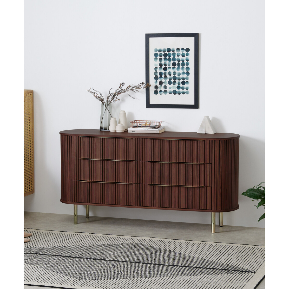 Tambo Wide Chest of Drawers, Walnut & Brass – image 3
