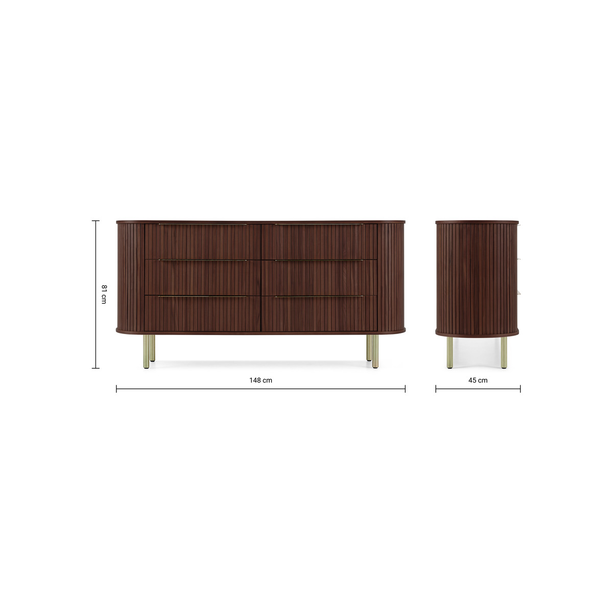 Tambo Wide Chest of Drawers, Walnut & Brass – image 5