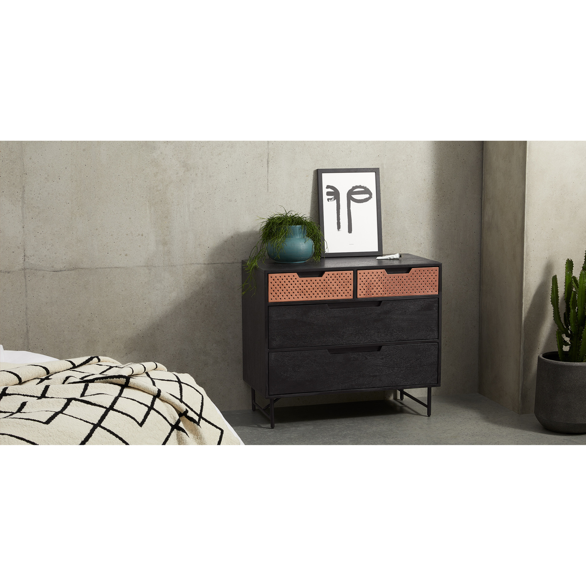 Franklin Chest Of Drawers, Mango Wood & Copper – image 2