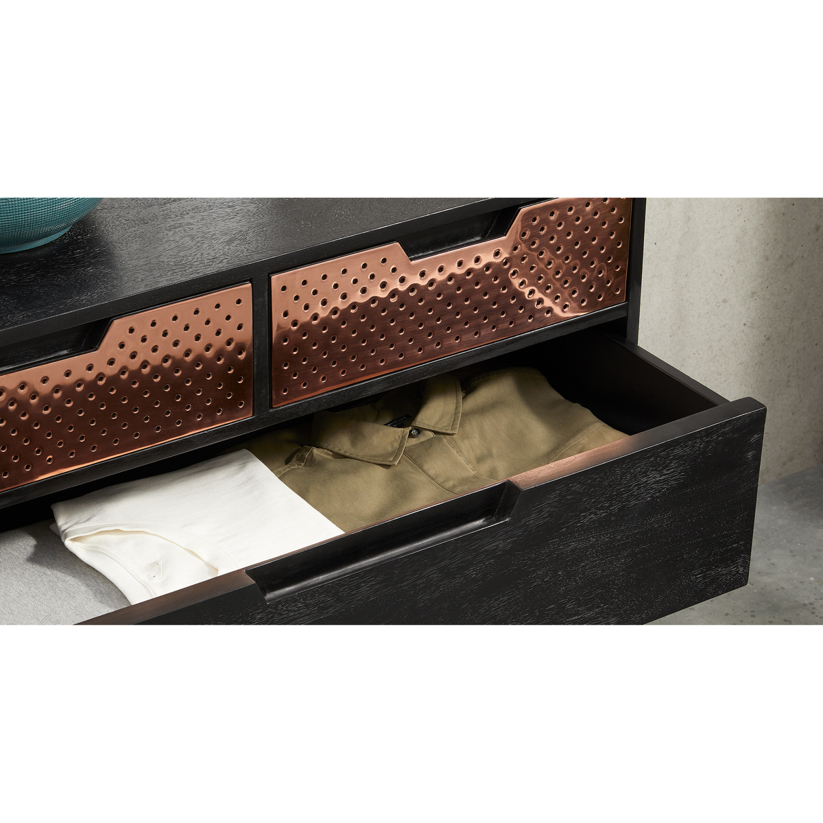Franklin Chest Of Drawers, Mango Wood & Copper – image 3