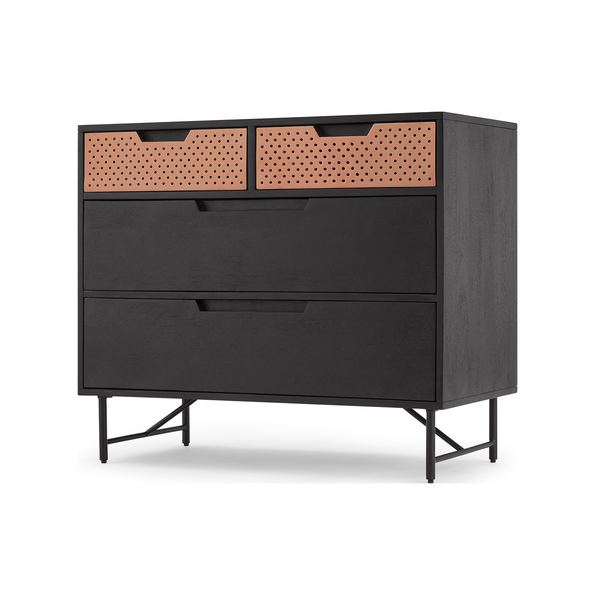 Franklin Chest Of Drawers, Mango Wood & Copper – image 1
