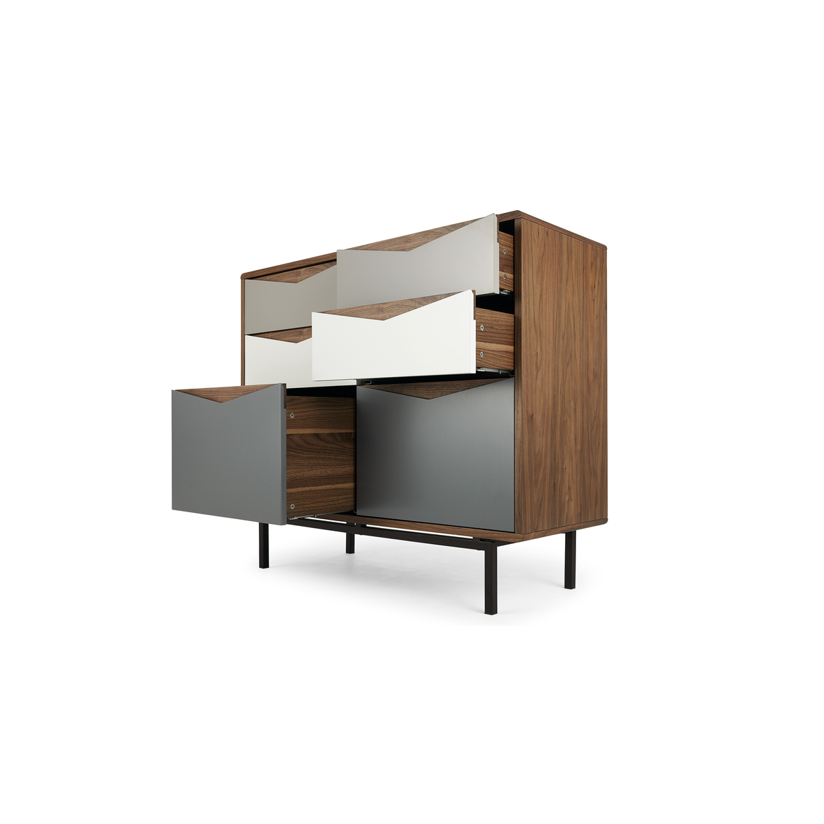 Louis Wide Chest Of Drawers, Walnut and Charcoal – image 5