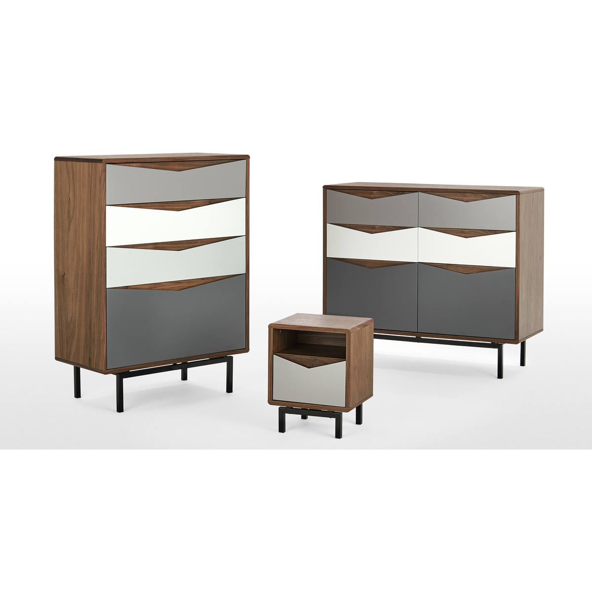Louis Wide Chest Of Drawers, Walnut and Charcoal – image 7