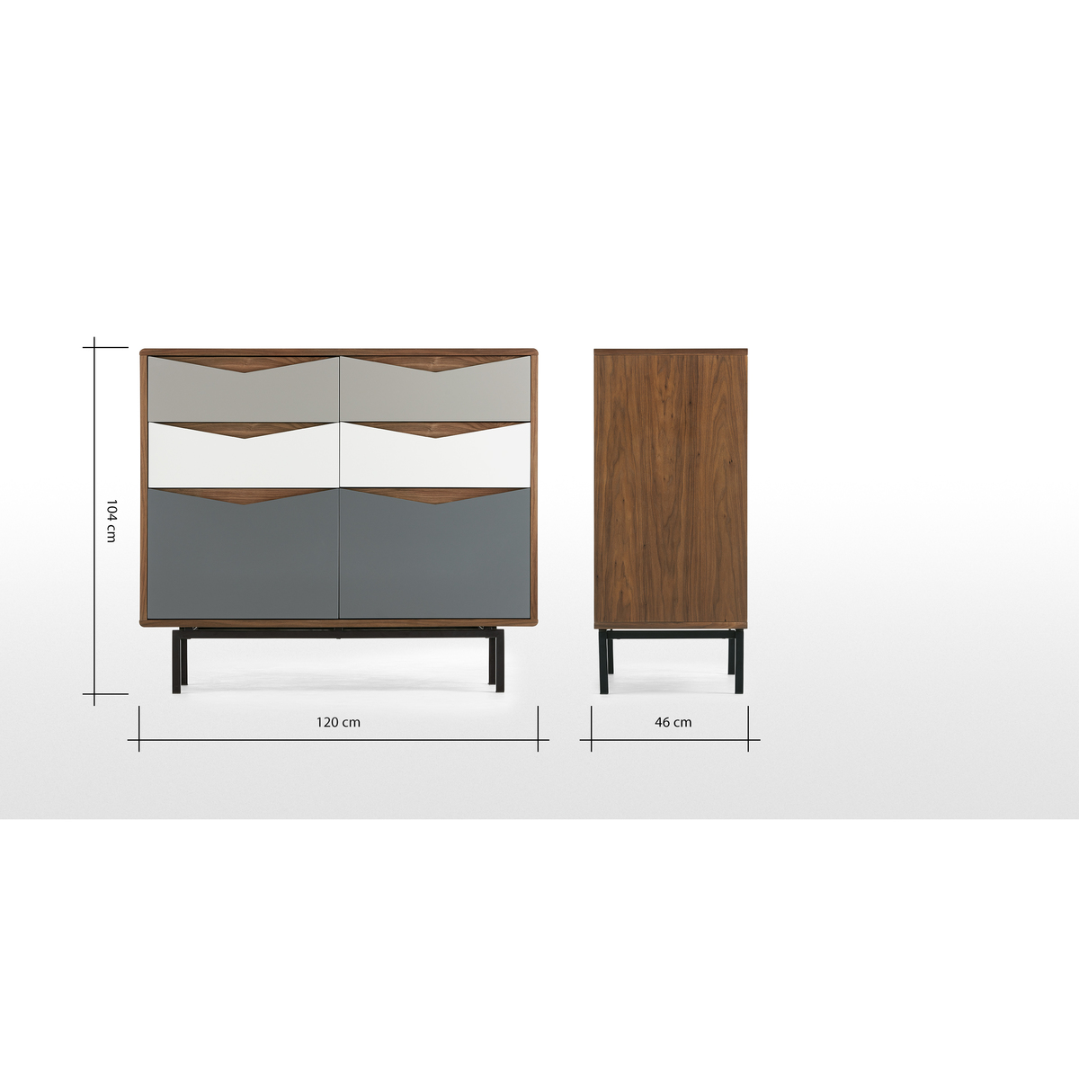 Louis Wide Chest Of Drawers, Walnut and Charcoal – image 9