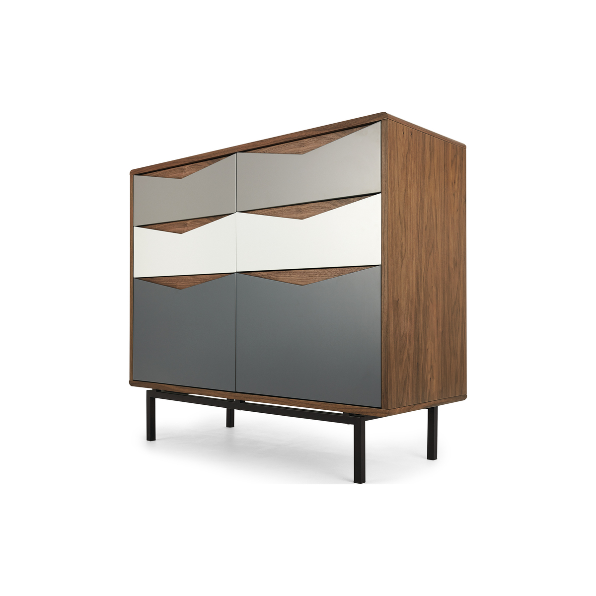 Louis Wide Chest Of Drawers, Walnut and Charcoal – image 2