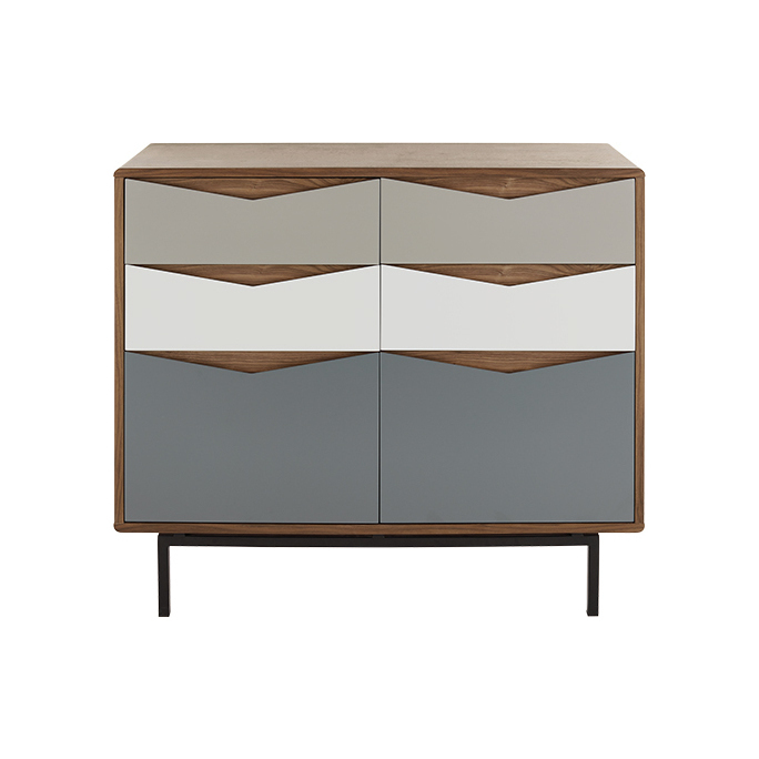 Louis Wide Chest Of Drawers, Walnut and Charcoal – image 1