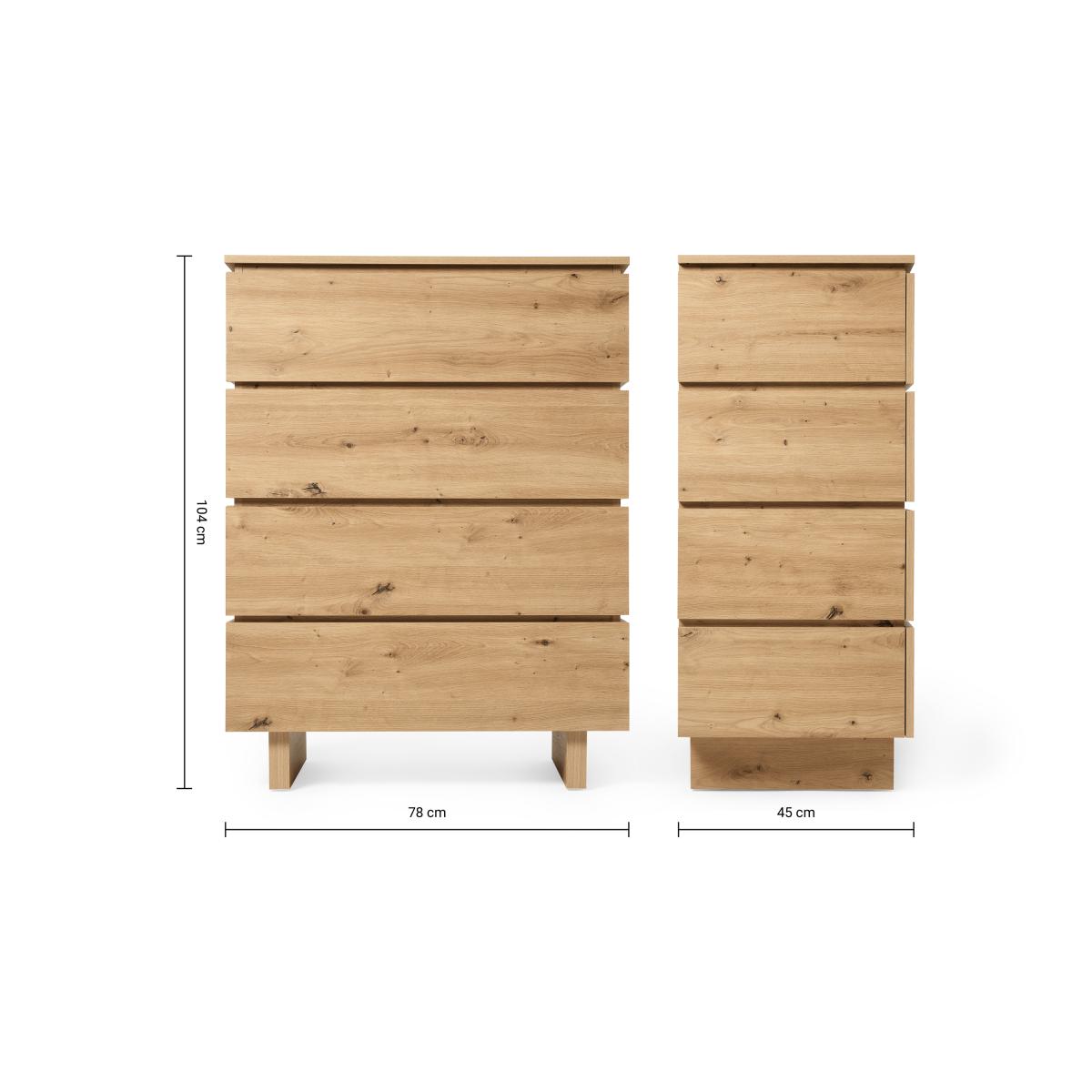 Erma 4 Drawer Chest of Drawers. Distressed Oak – image 3