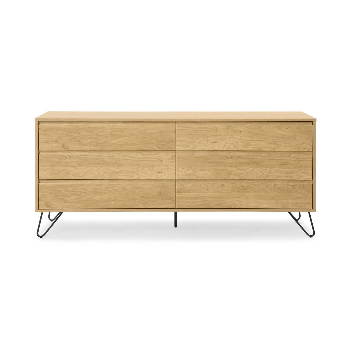 Elona Wide Chest of Drawers, Oak Effect & Black – image 2