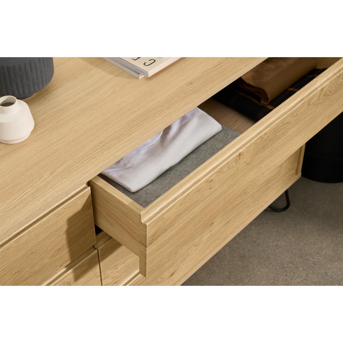 Elona Wide Chest of Drawers, Oak Effect & Black – image 5