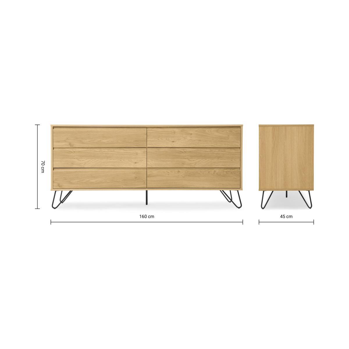 Elona Wide Chest of Drawers, Oak Effect & Black – image 9