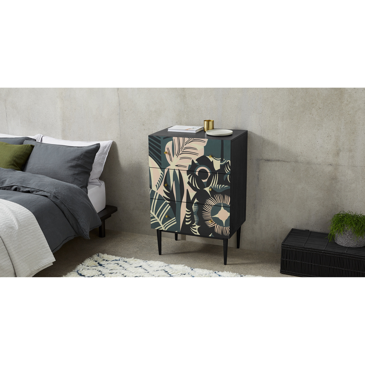 Luxari Chest of Drawers, Printed and Black Stain Mango Wood – image 3