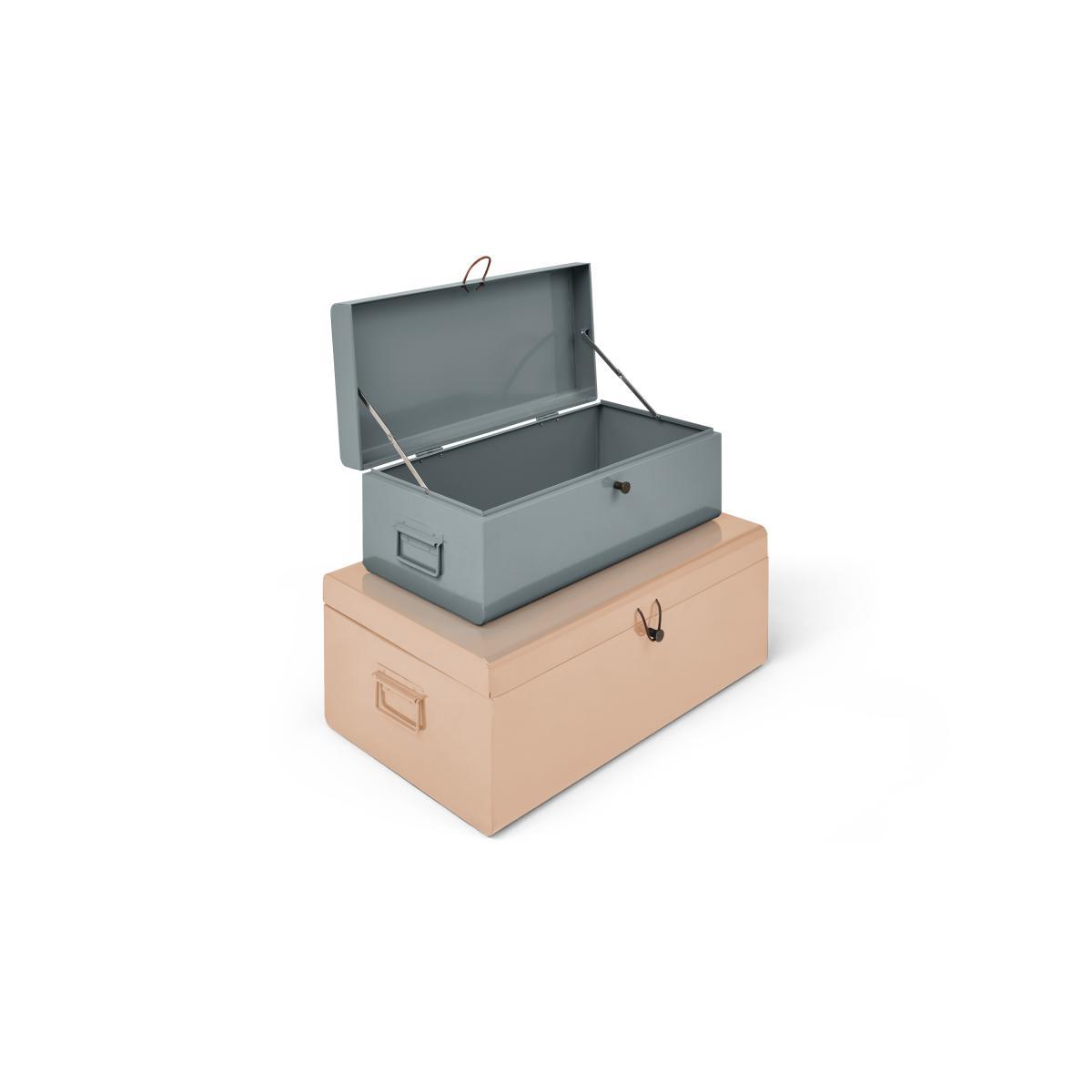 Daven Set of 2 Metal Storage Box Trunks, Pink & Grey – image 5
