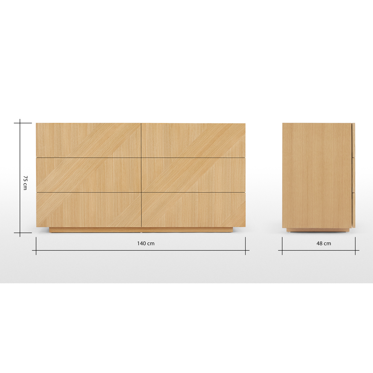 Hazzard Wide Chest of Drawers, Oak – image 8