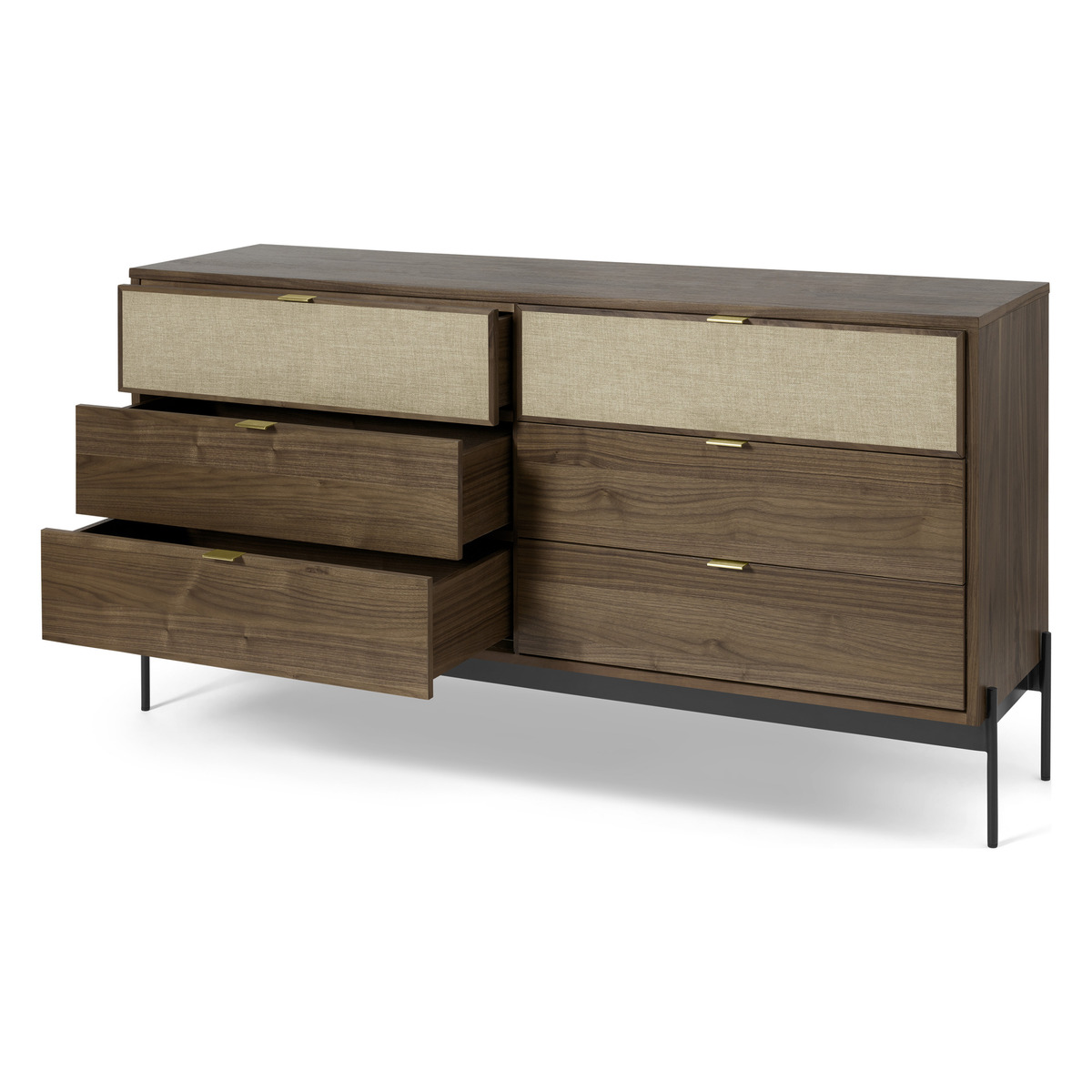 Balmore Wide Chest of Drawers, Walnut & Hessian – image 8