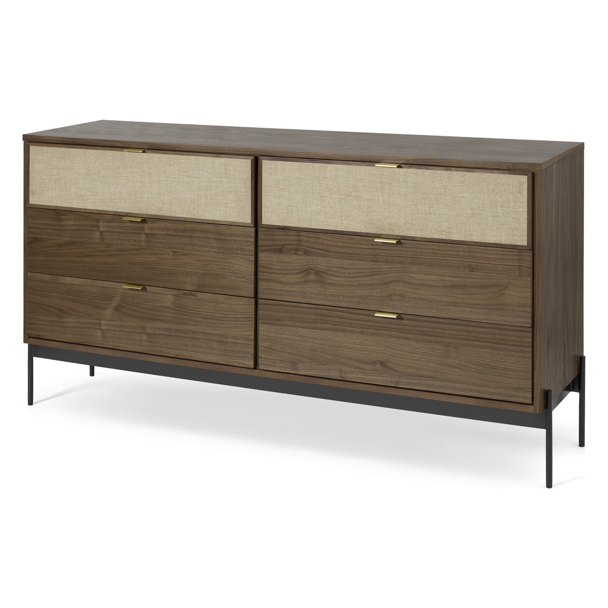 Balmore Wide Chest of Drawers, Walnut & Hessian – image 2