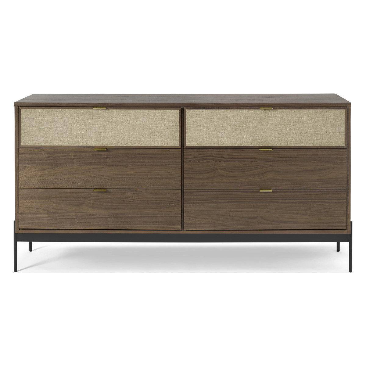 Balmore Wide Chest of Drawers, Walnut & Hessian – image 1