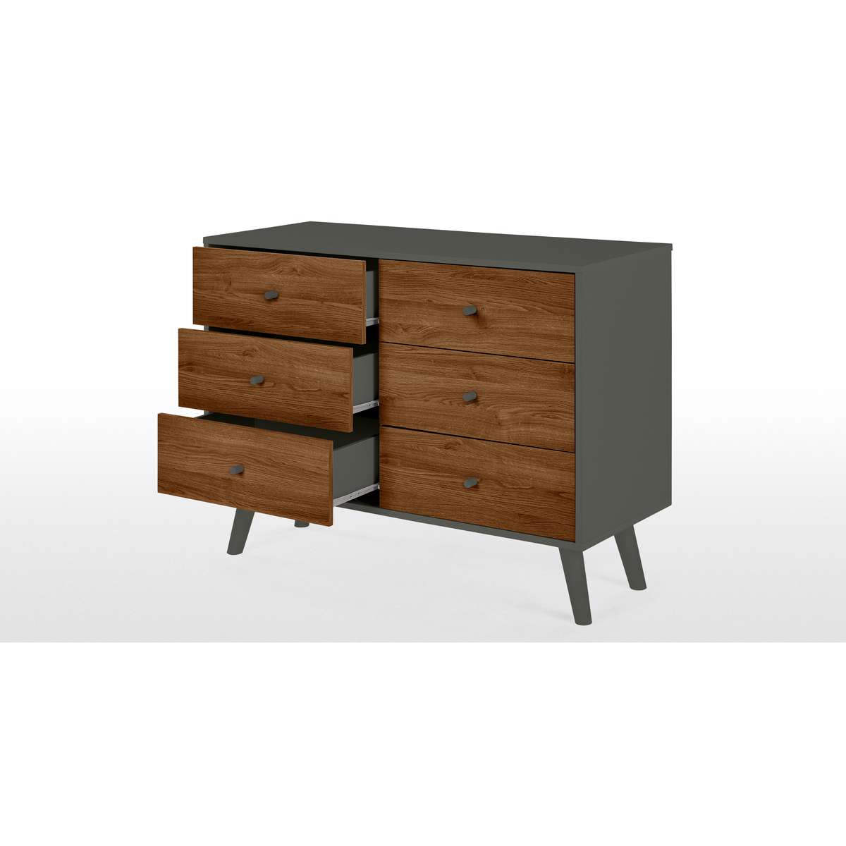 Larsen Wide Chest Of Drawers, Walnut Effect & Grey – image 4