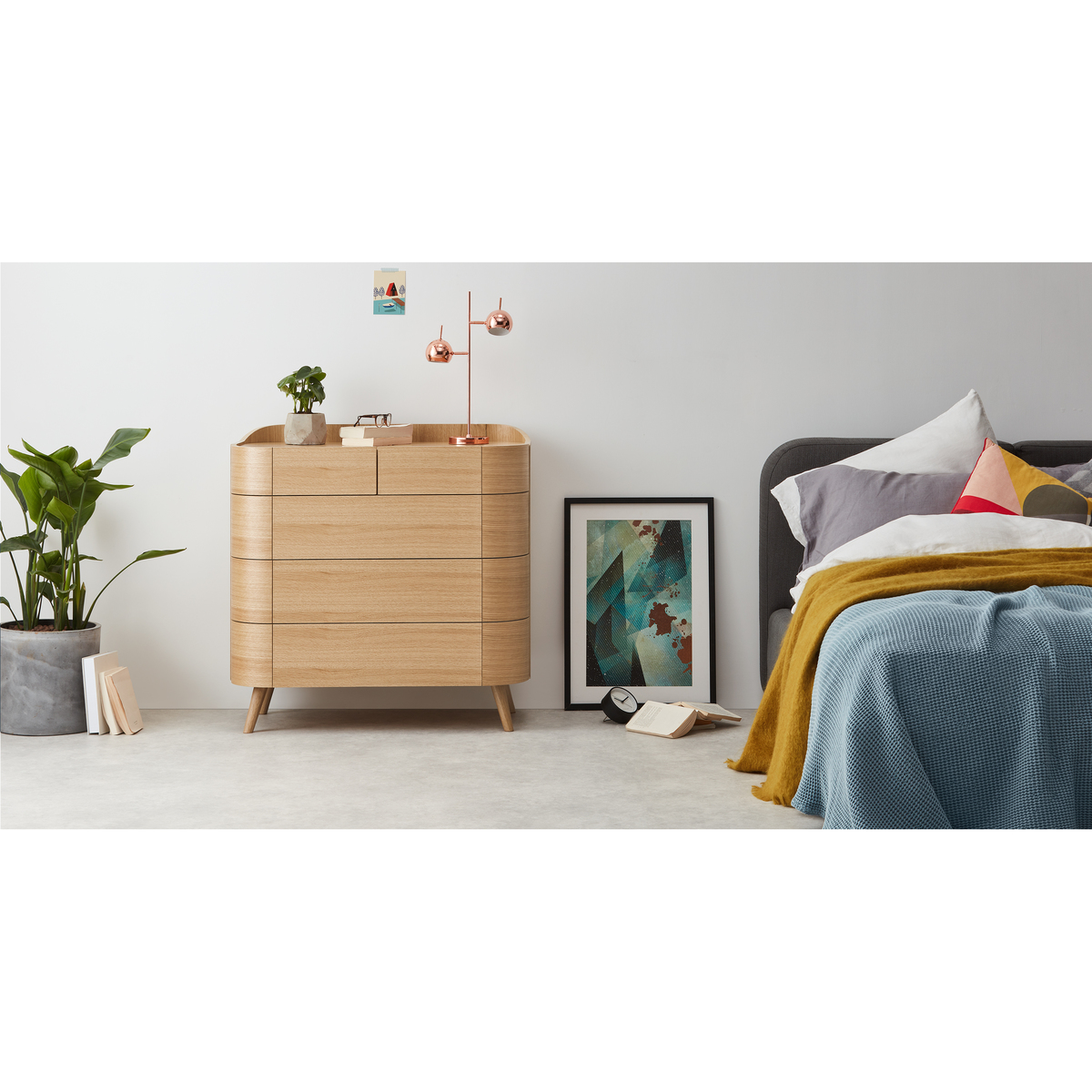 Ada 5 Drawer Chest of Drawers, Oak – image 4
