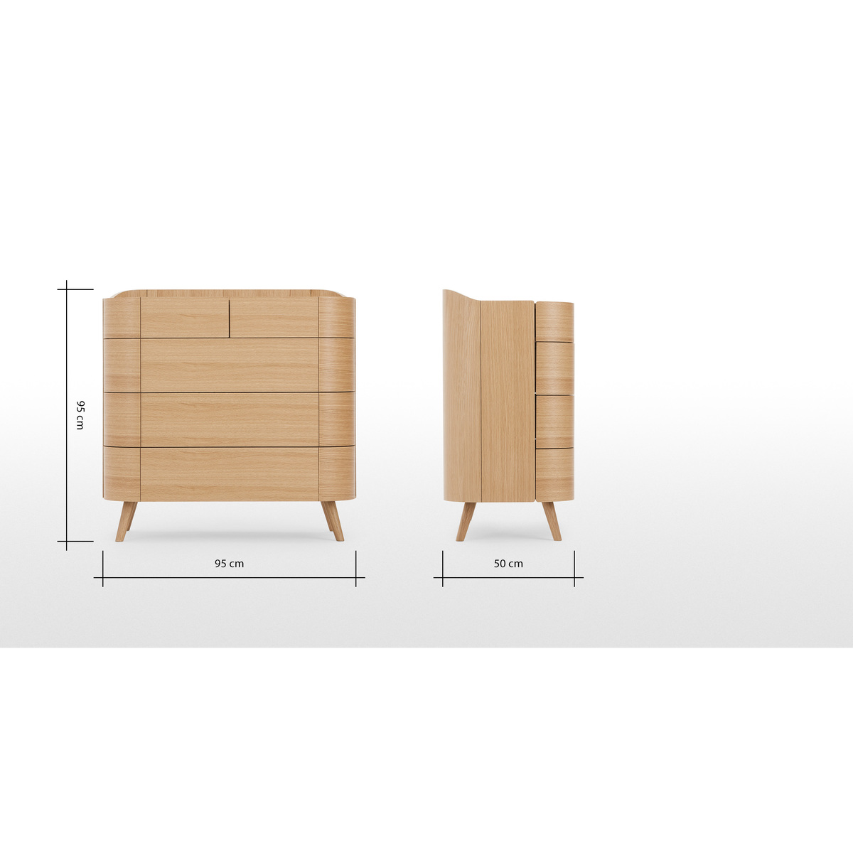 Ada 5 Drawer Chest of Drawers, Oak – image 9