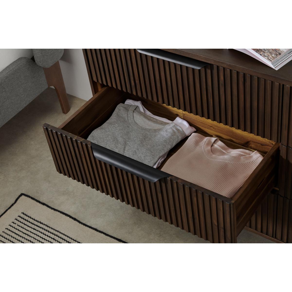Anwick Wide Chest of drawers, Dark Stain Acacia & Black – image 5