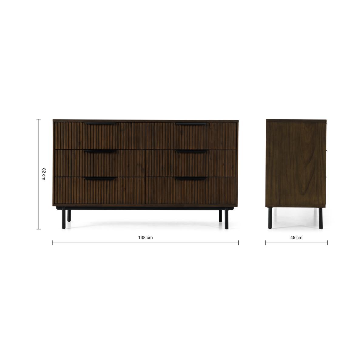 Anwick Wide Chest of drawers, Dark Stain Acacia & Black – image 8