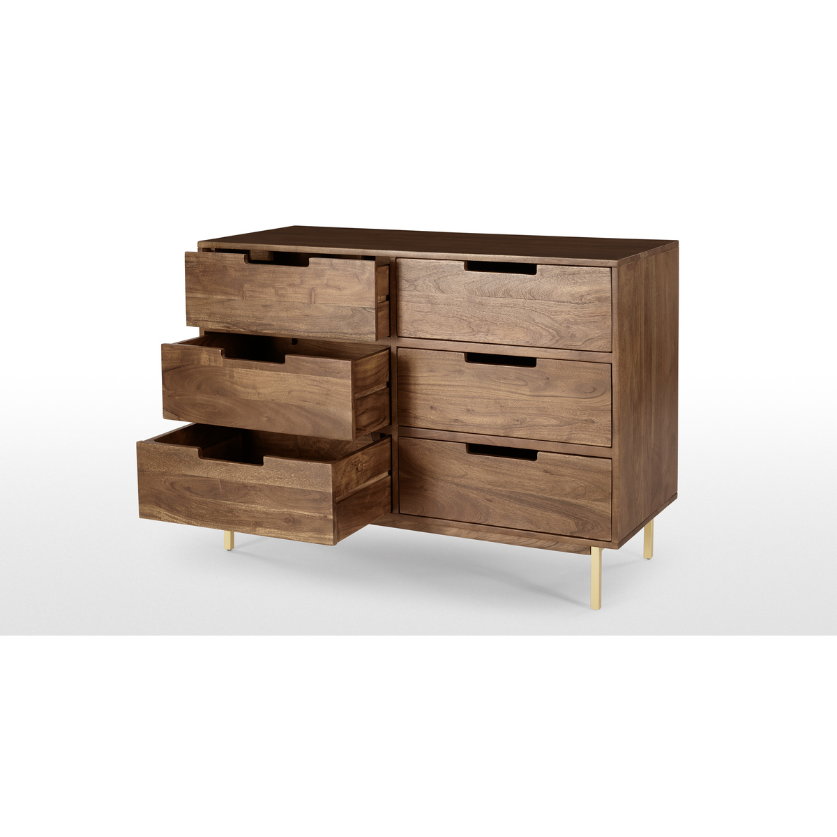 Tayma Wide Chest of Drawers, Acacia Wood & Brass – image 7