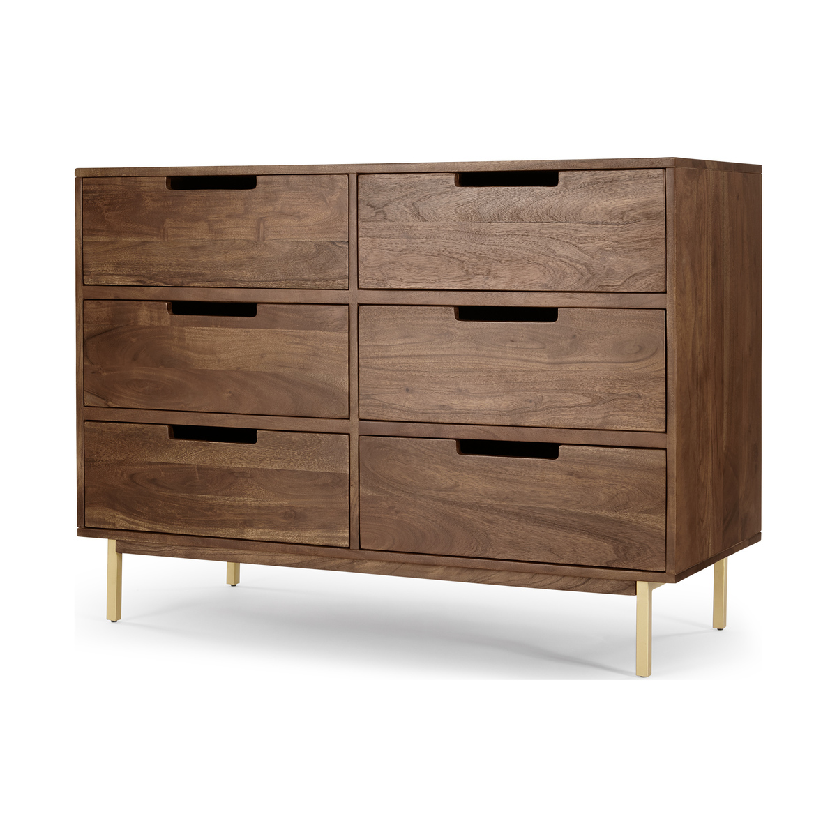 Tayma Wide Chest of Drawers, Acacia Wood & Brass – image 2