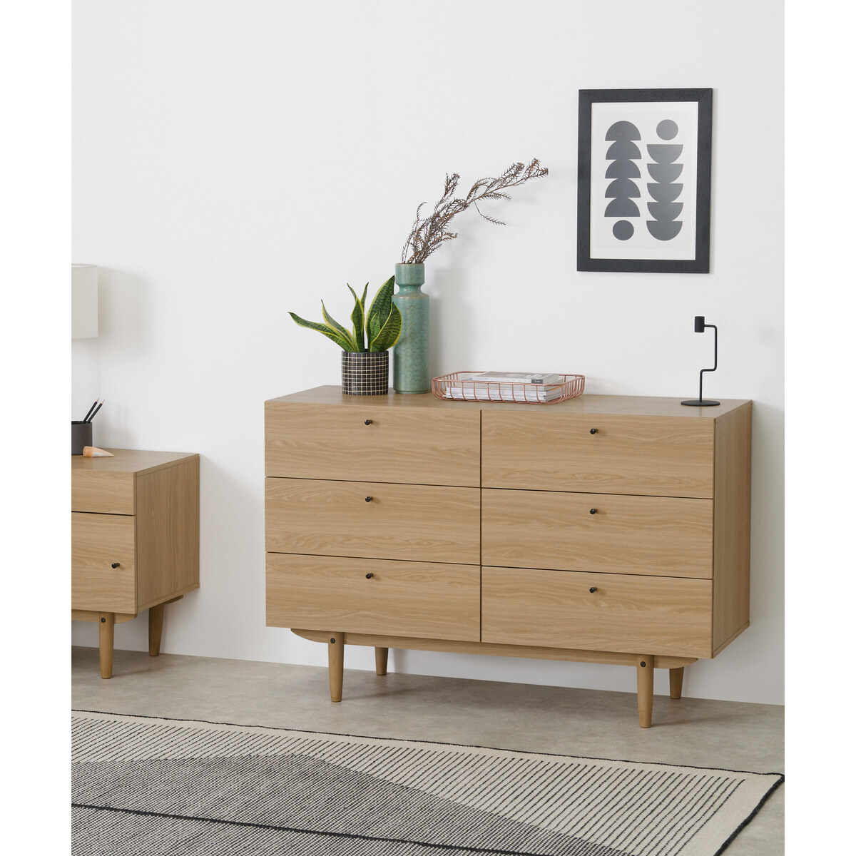 Asger Wide Chest of Drawers, Oak Effect – image 3