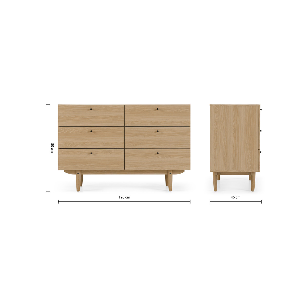 Asger Wide Chest of Drawers, Oak Effect – image 4