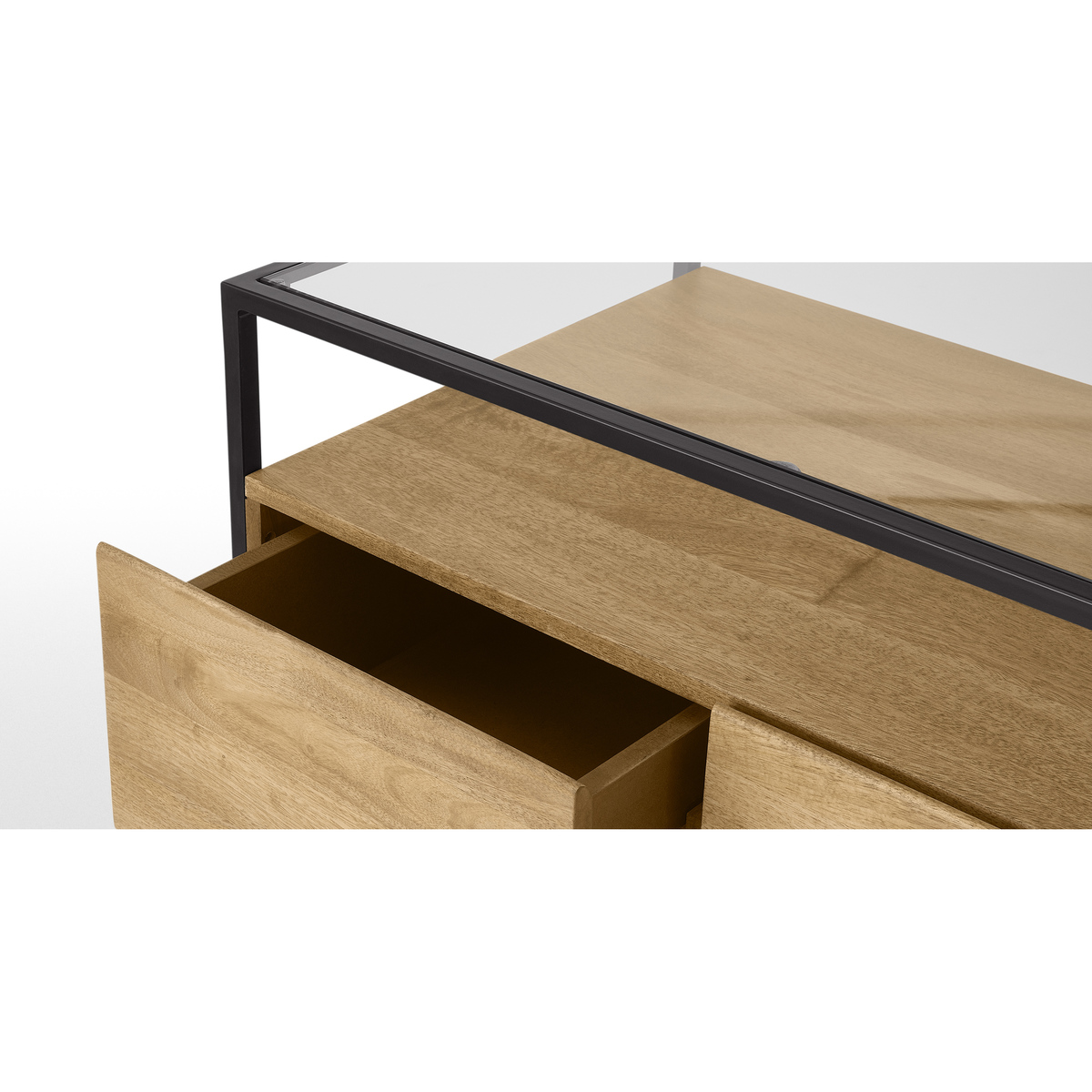 Kilby Tall Multi Chest of drawers, Light Mango Wood and Glass – image 3