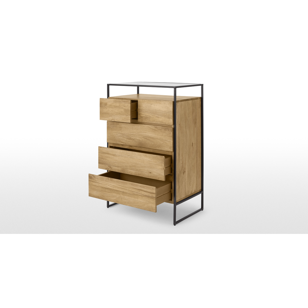 Kilby Tall Multi Chest of drawers, Light Mango Wood and Glass – image 4