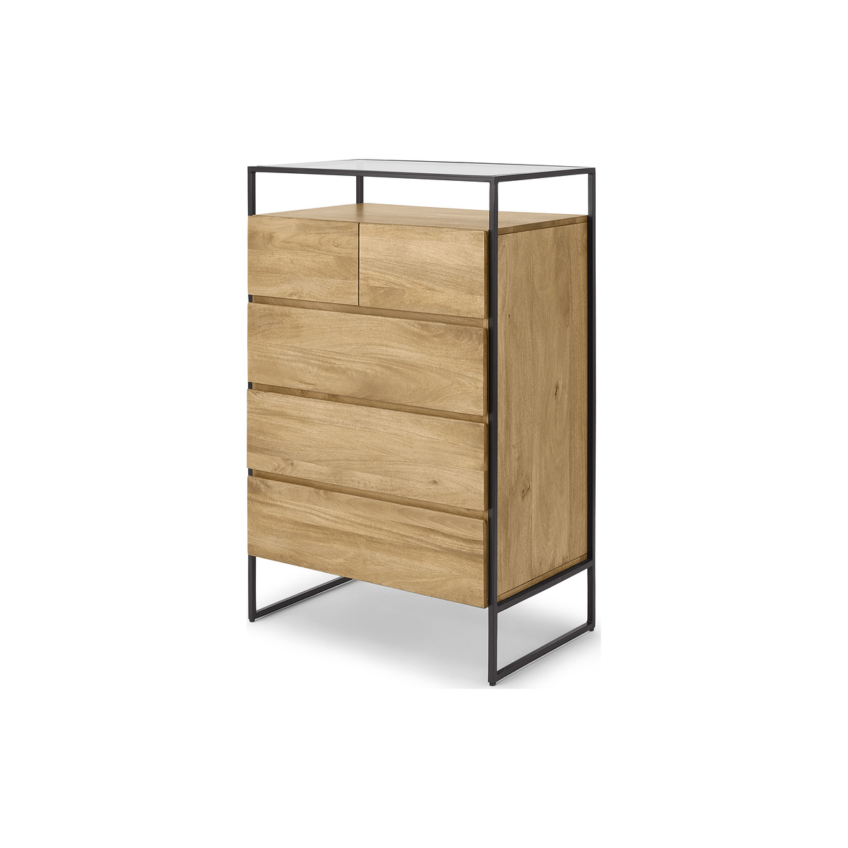 Kilby Tall Multi Chest of drawers, Light Mango Wood and Glass – image 2
