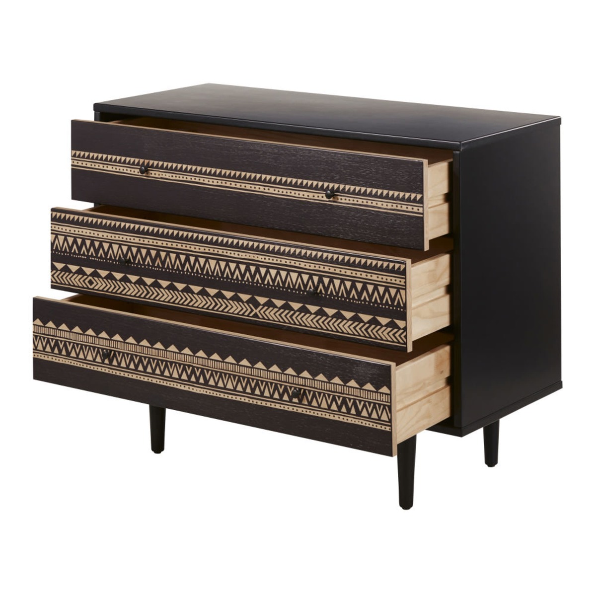Two-tone 3-drawer chest of drawers with graphic motifs Mayana – image 2