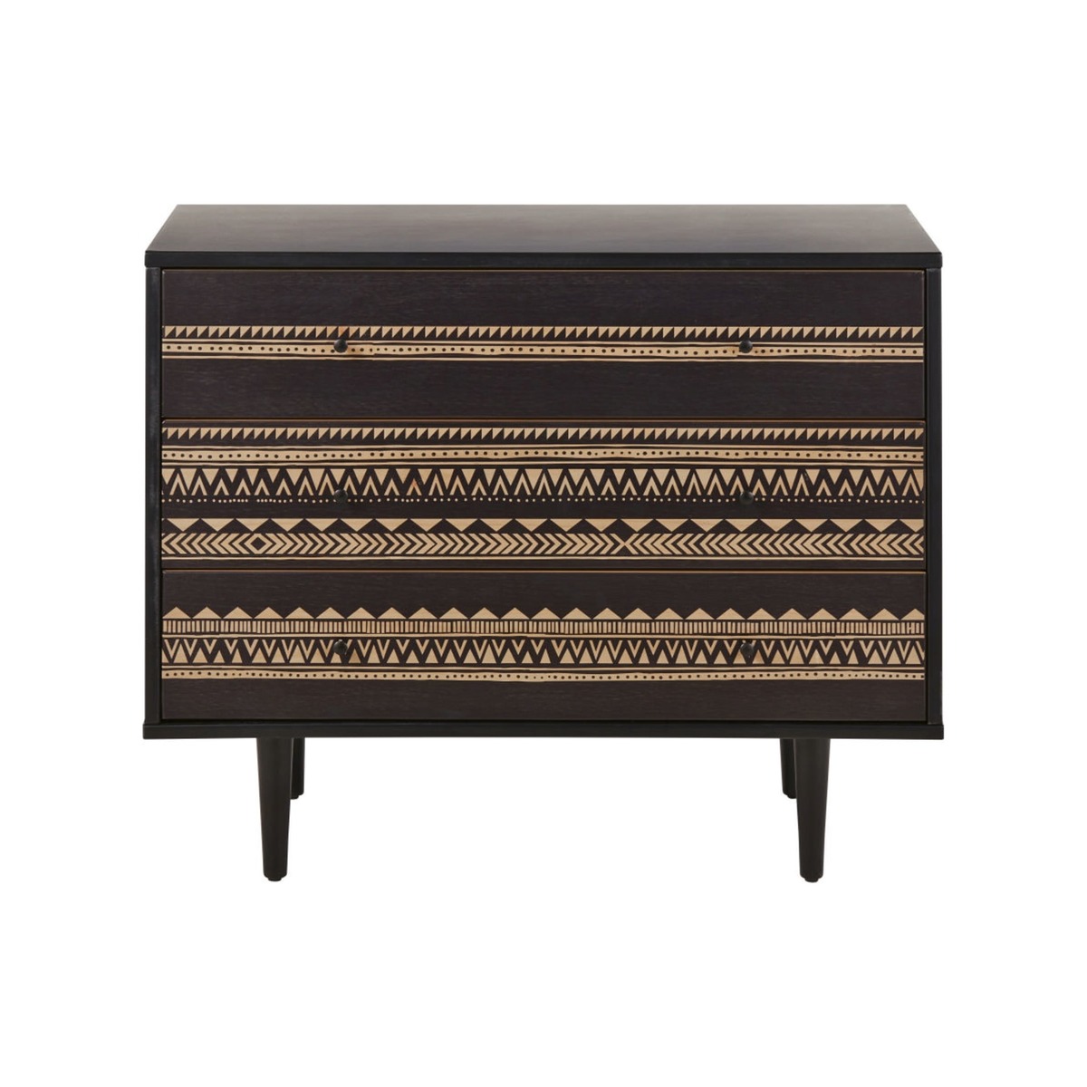 Two-tone 3-drawer chest of drawers with graphic motifs Mayana – image 1