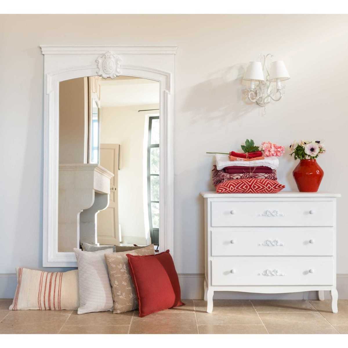 Wooden chest of drawers in white W 90cm Charlotte – image 3