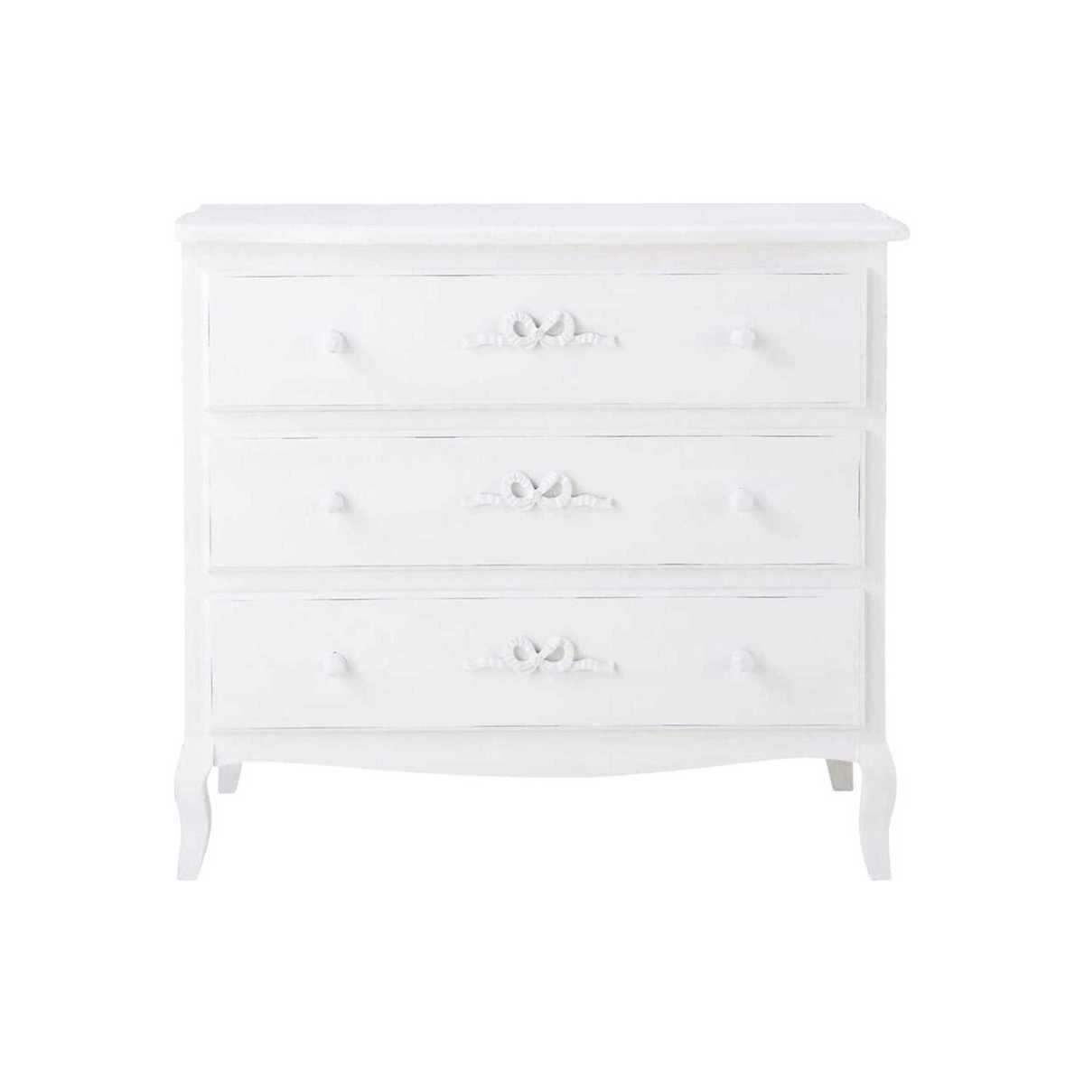 Wooden chest of drawers in white W 90cm Charlotte – image 1