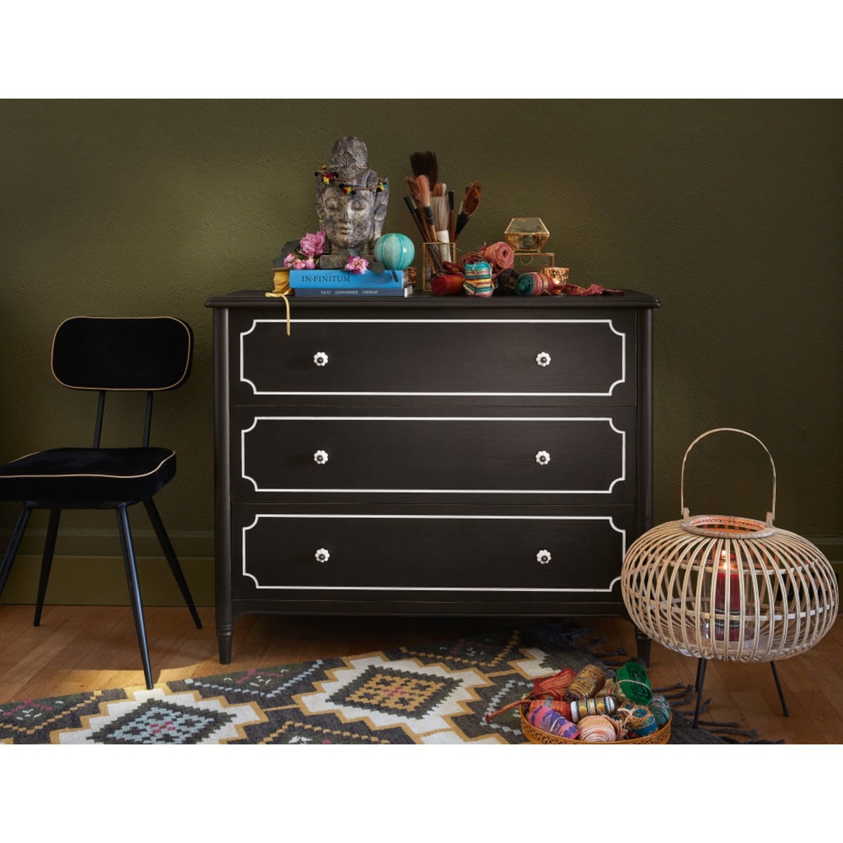 White and Black 3-Drawer Chest of Drawers Luzia – image 6