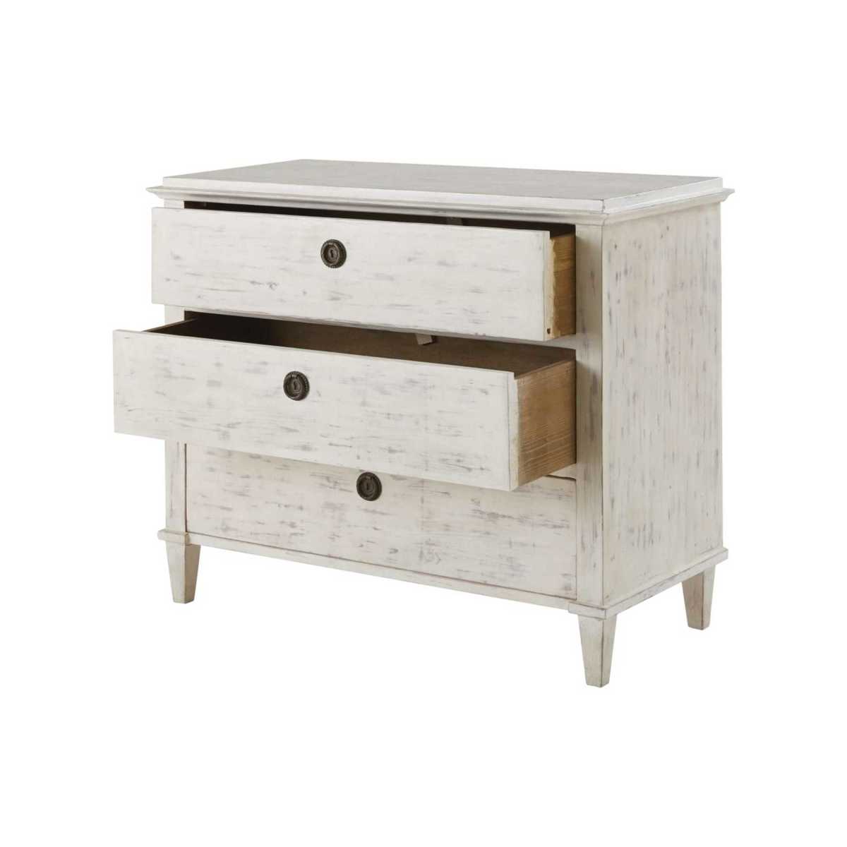 Aged Effect White Solid Pine 3-Drawer Chest of Drawers Ariane – image 2