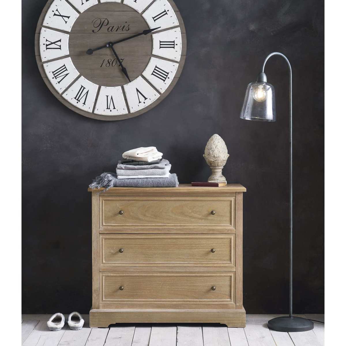 Greyed paulownia wood chest of drawers W 90cm Cavaillon – image 4